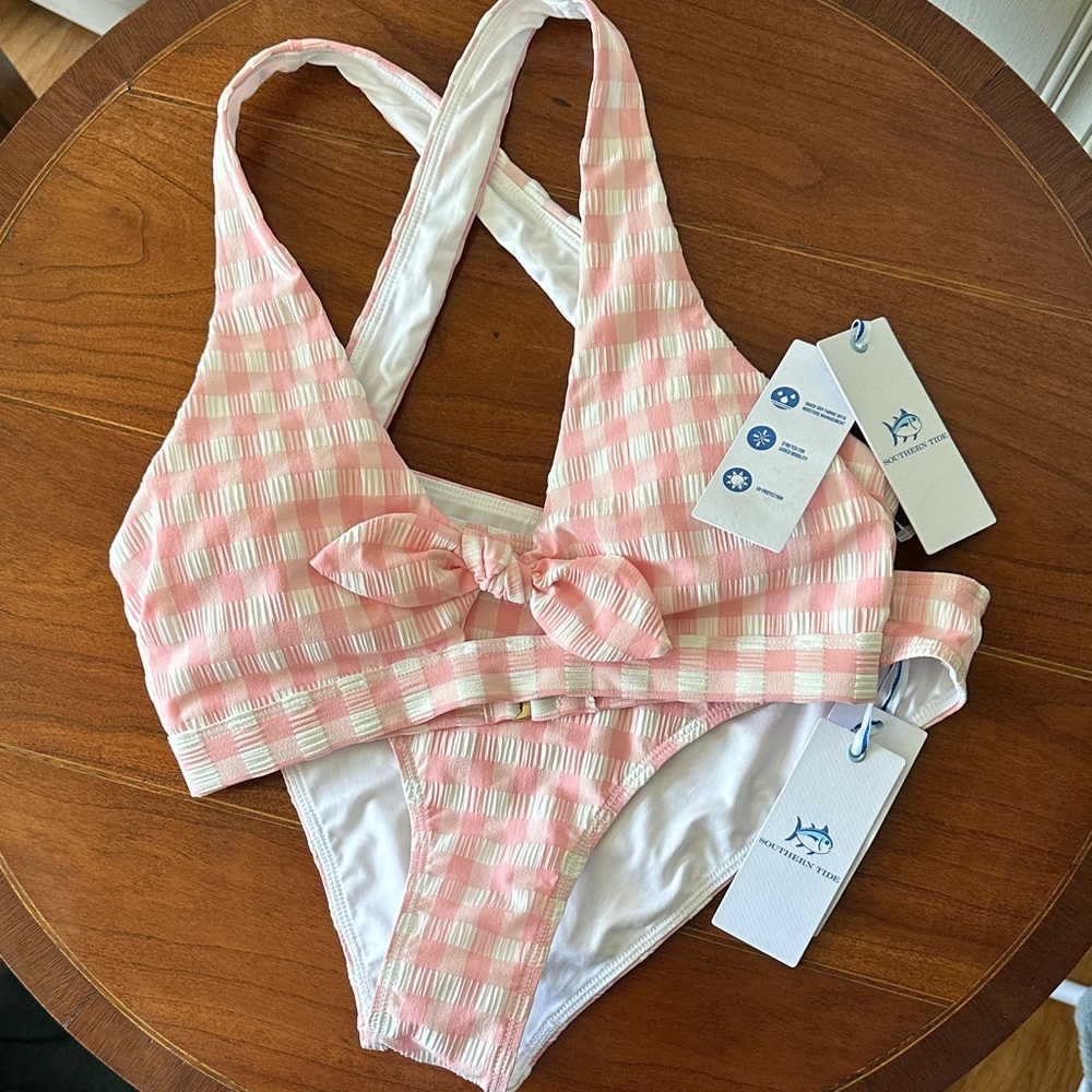Southern Tide Quartz Pink & White Gingham Bikini